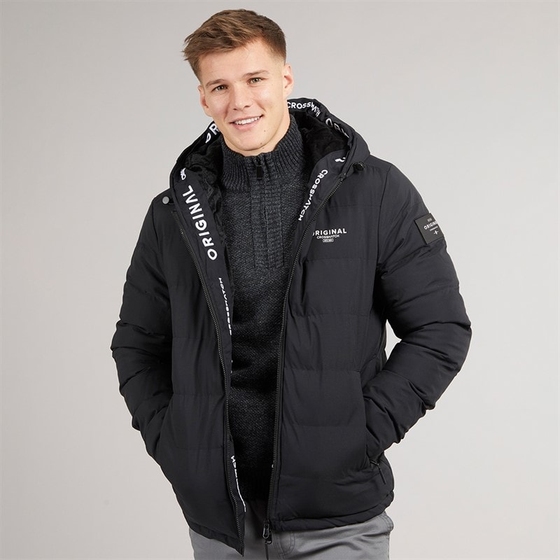 Crosshatch Heren Pittsburgh Gevoerde Hoodie Jacket Zwart