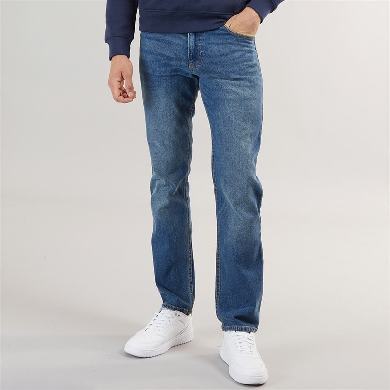 Crosshatch Heren Chas Straight Fit Jeans Medium Was