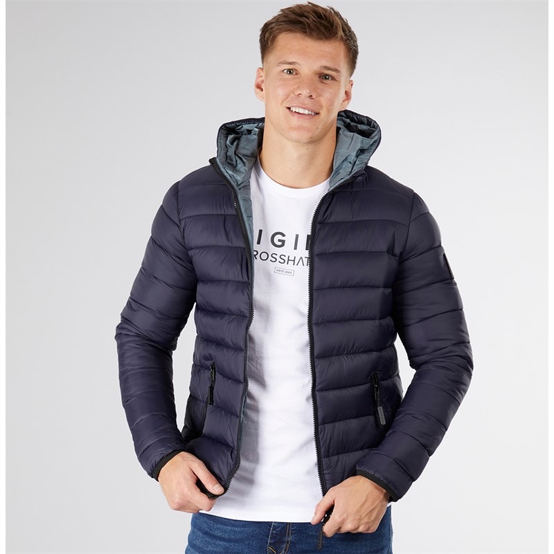 Crosshatch Heren Gattering Puffer Jas Middernacht
