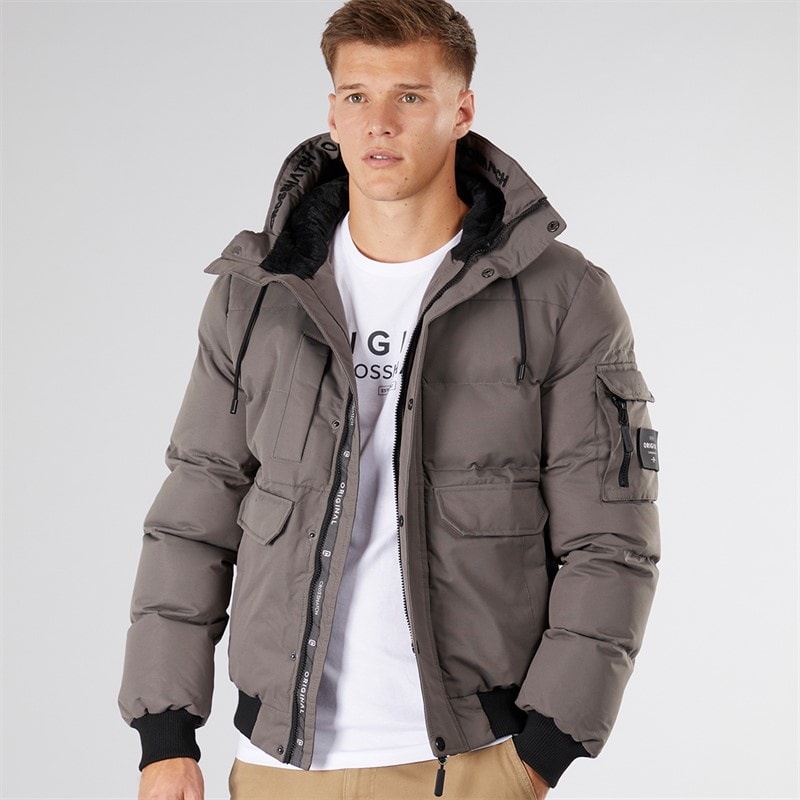 Crosshatch Heren Milwaka Jas met Capuchon en Fleece Voering Antraciet