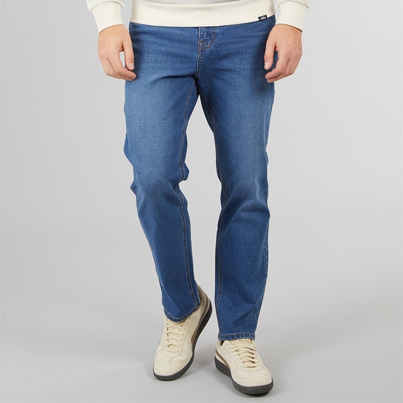 Crosshatch Heren Dalesman Relaxed Fit Jeans Middelblauwe Was