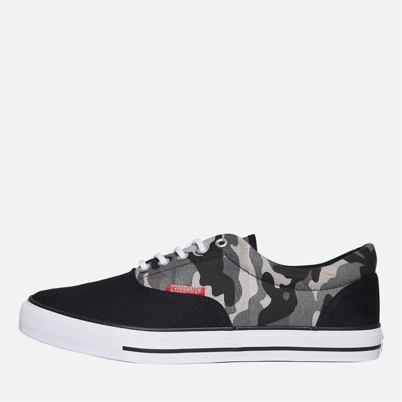 Crosshatch Heren Skywalk Canvas Pomp Black Camo/Zwart