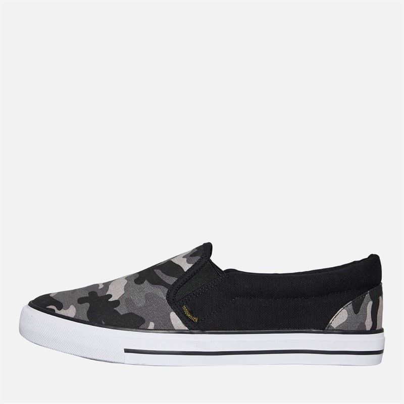 Crosshatch Heren Ramp Instappers Canvas Schoenen Black Camo/Zwart