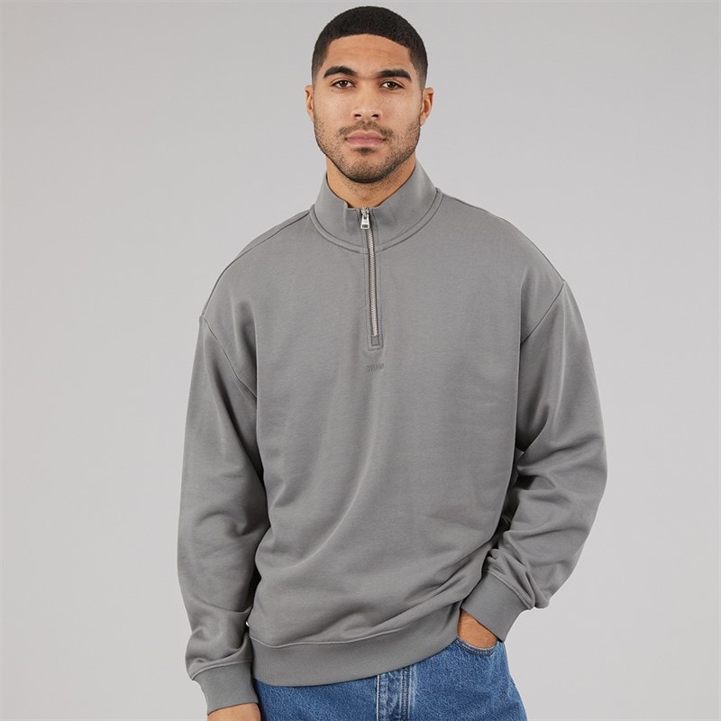 HUGO Durty244 bluza zamkiem na pół dla niego kolor Dark Grey