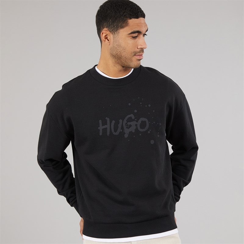 HUGO Herren Nierofix Sweatshirt Schwarz