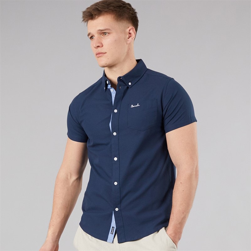 Bench Heren Bowdon Korte Mouw Overhemd Navy