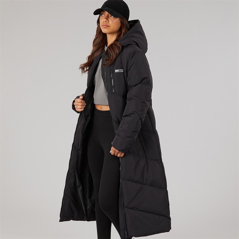 Bench Veste Longue Matelassée à Capuche Eloraina Femme Noir