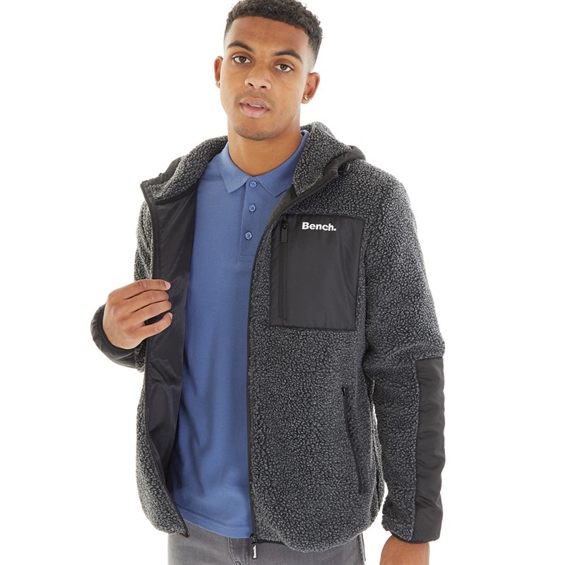 Bench Heren Brecon Fleecejacke mit Reißverschluss Schwarz Melange