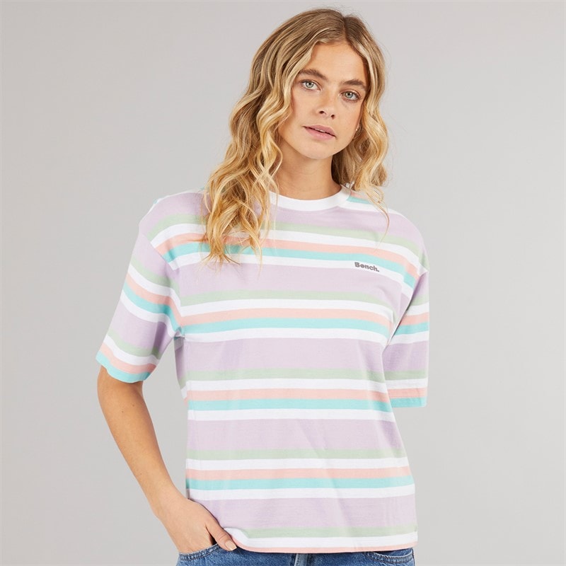 Bench T-shirt Sharni Dames Paarse Streep