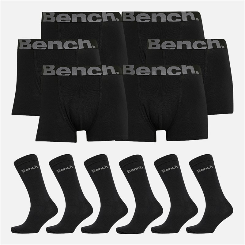 Bench Heren Zestal Six Pack Boxers En Six Pack Sokken Geschenkset Zwart
