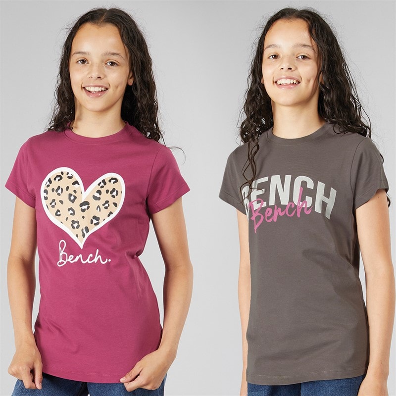 Bench Mädchen Olina Zweierpack T Shirts Beere / Anthrazit