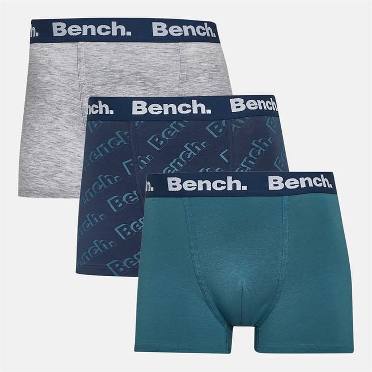 Bench Heren Bodhi Drie Pack Boxers Navy AOP/Faded Teal/Grey Marl