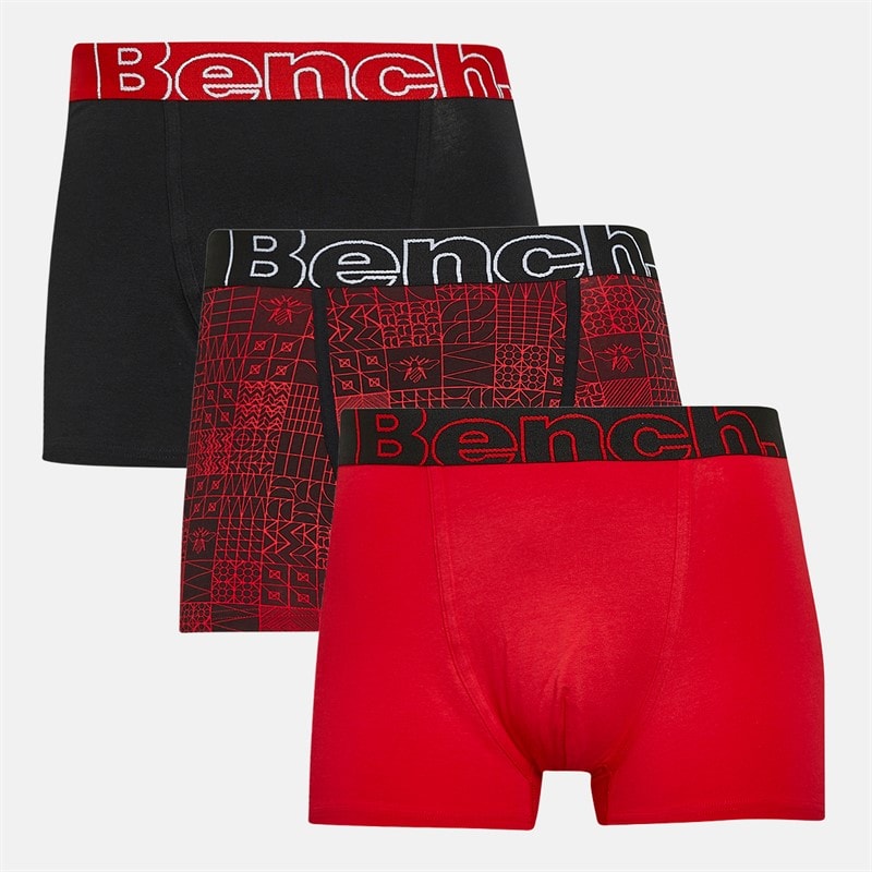 Bench Heren Earl Drie Pack Boxers Zwart AOP / Rood / Zwart