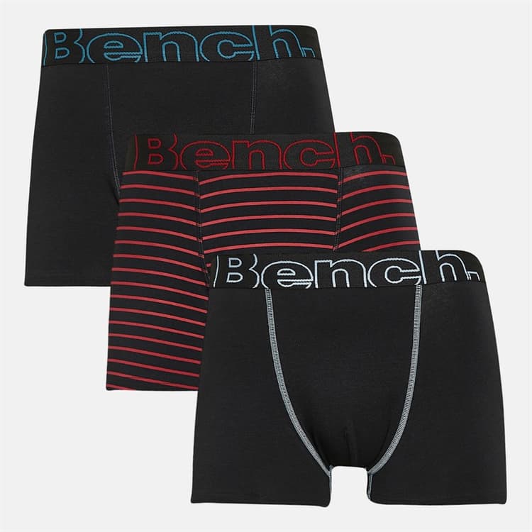 Bench Heren Akiro Set van 3 Boxers Garen Geverfd Strepen / Zwart / Zwart