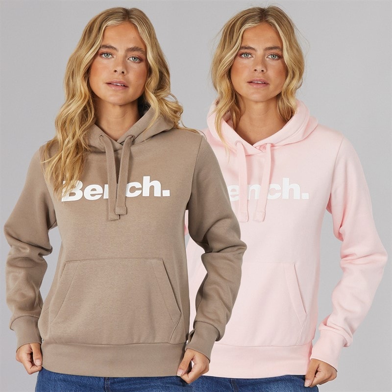 Bench Pacquet Double Sweats à Capuche Femme Rose Clair Taupe Foncé