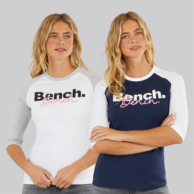 Bench Dames Twee Pak 3 / 4 Mouw T - Shirts Wit Marine