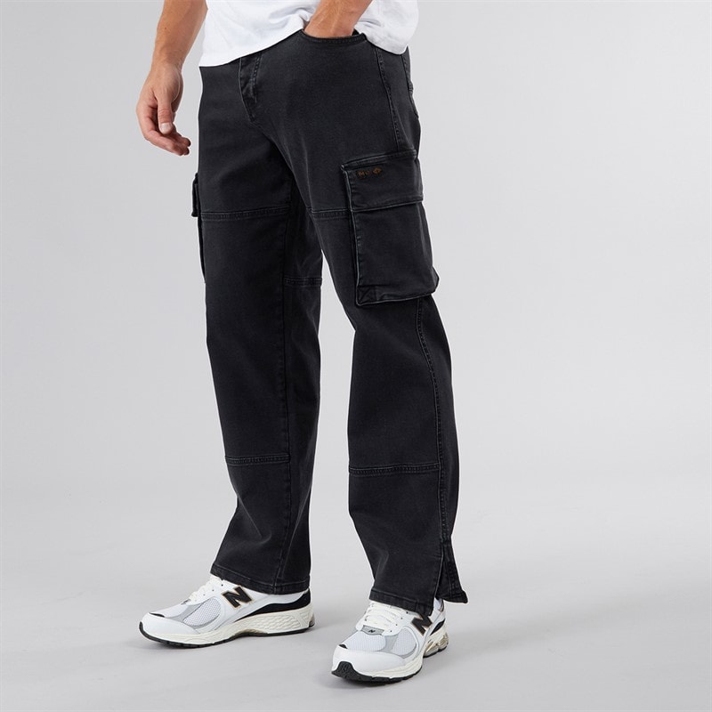 Bench Jeans cargo Serian Homme Noir délavé