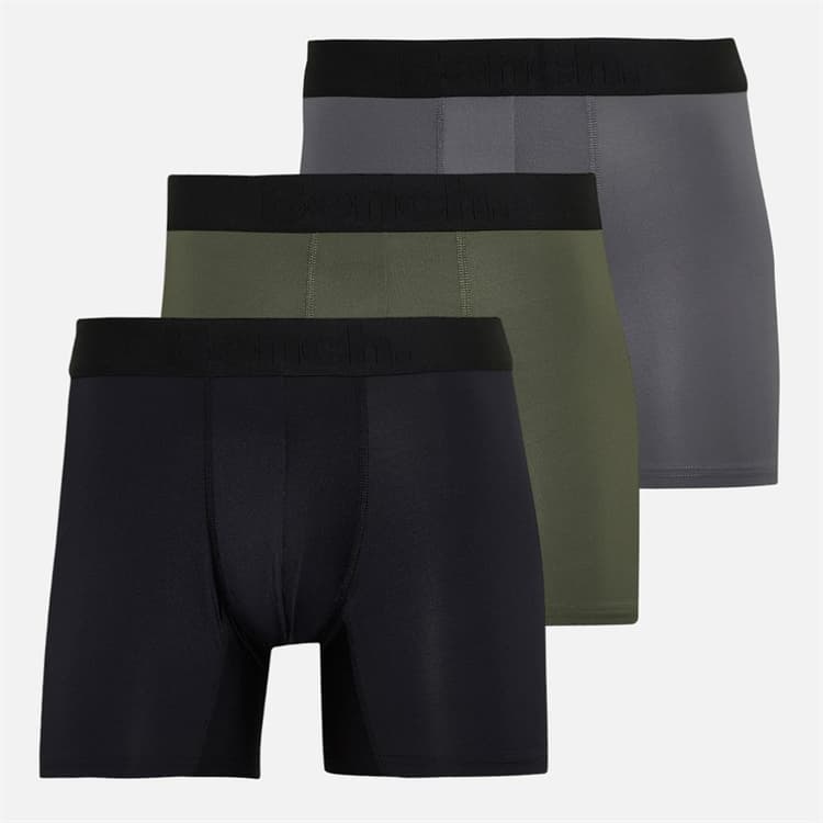 Bench Heren Veriato Drie Pak Microvezel Boxers Zwart/Khaki/Steel Grey