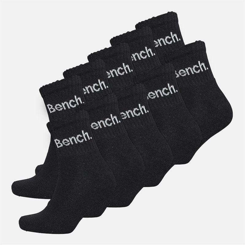 Bench Heren Kanter Tien Pak Gedempte Quarter Crew Sokken Zwart