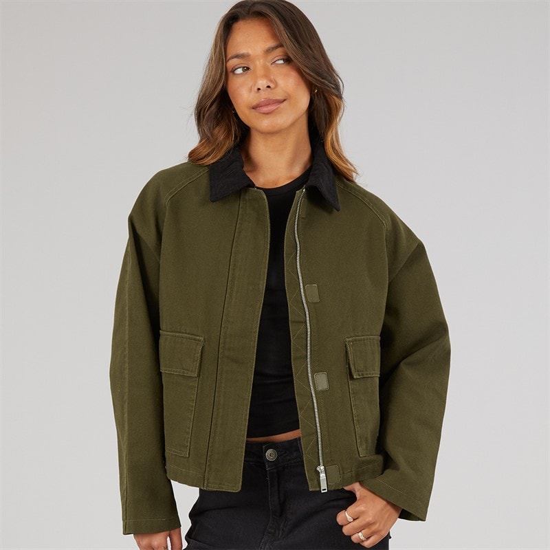 Bench Damen Tayah Cropped Länge Utility Mantel Dark Olive