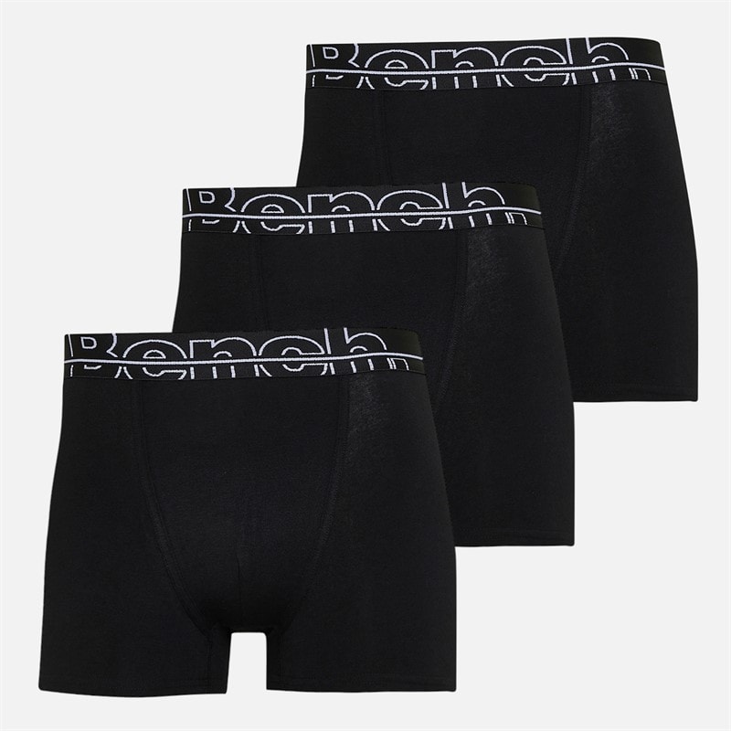 Bench Heren Drie Pack Jacquard Tailleband Boxer Shorts Zwart/Zwart/Zwart