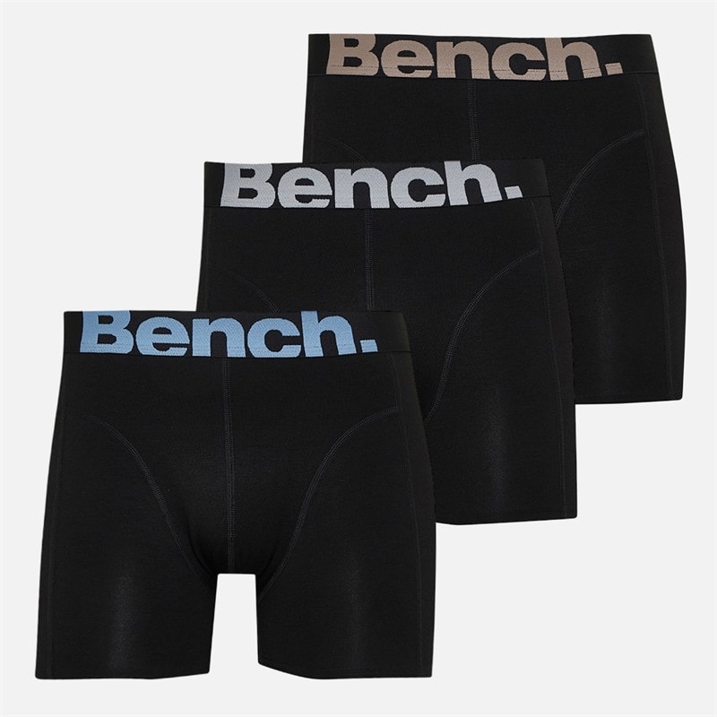 Bench Trójpak bokserek z bambusa z żakardową gumką w pasie dla niego kolor Czarny