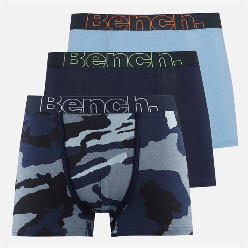 Bench Junge Garvon 3er-Pack Boxershorts Camouflage Allover Print Dunkelblau Stahlblau Camo Aop,Navy,Steel Blue