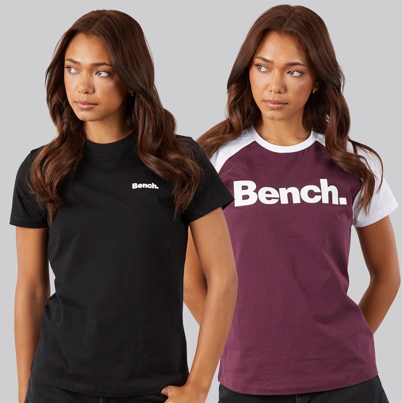 Bench Lot de 2 t-shirts Femme Eldara Cherry Lacquer/Blanc