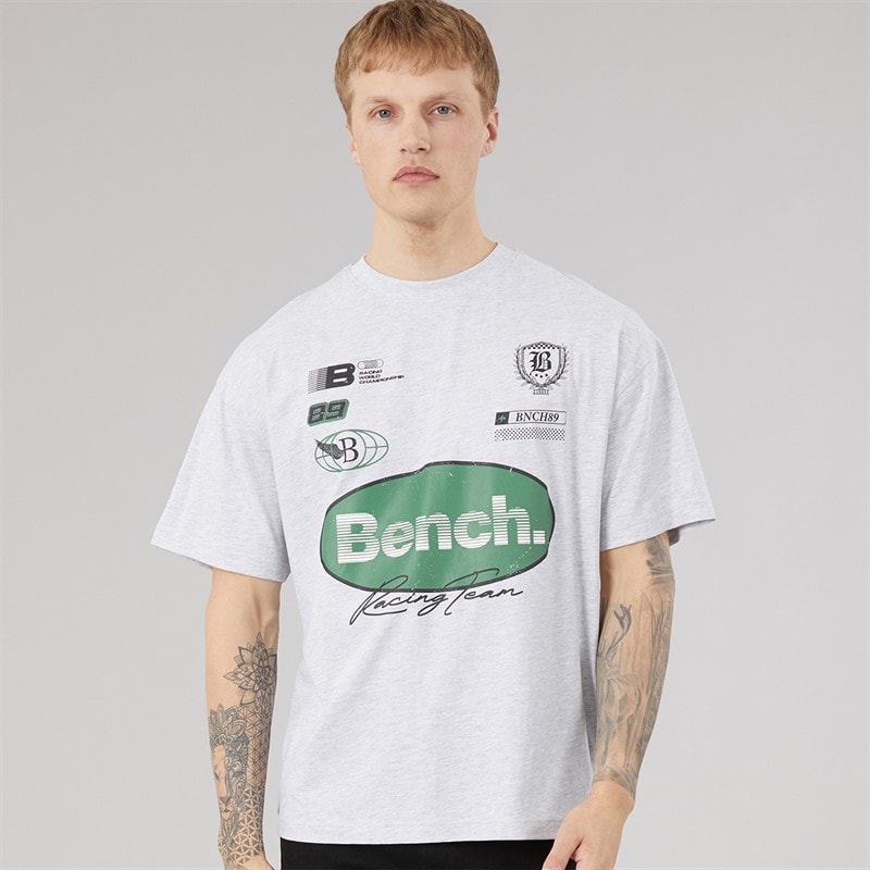 Bench Herren Alvera Oversized T Shirt Hellgrau meliert