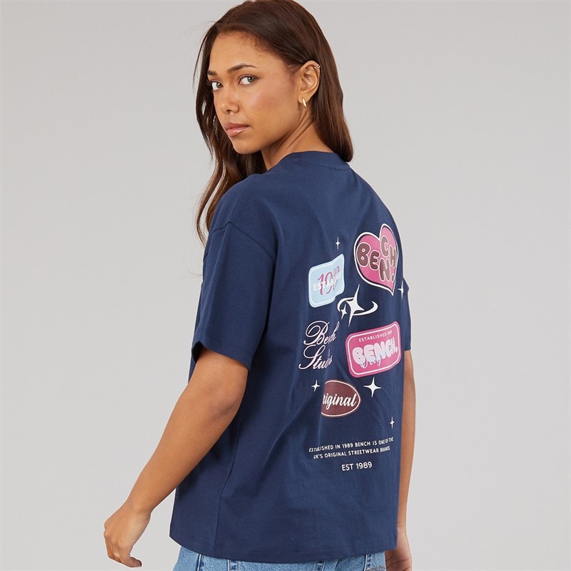 Bench T-shirt oversize Femme Ayenn avec imprimé graphique Navy