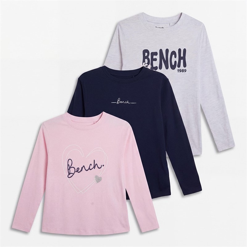 Bench Mädchen Starlingo Drei Pack Langarm T-Shirts Multi