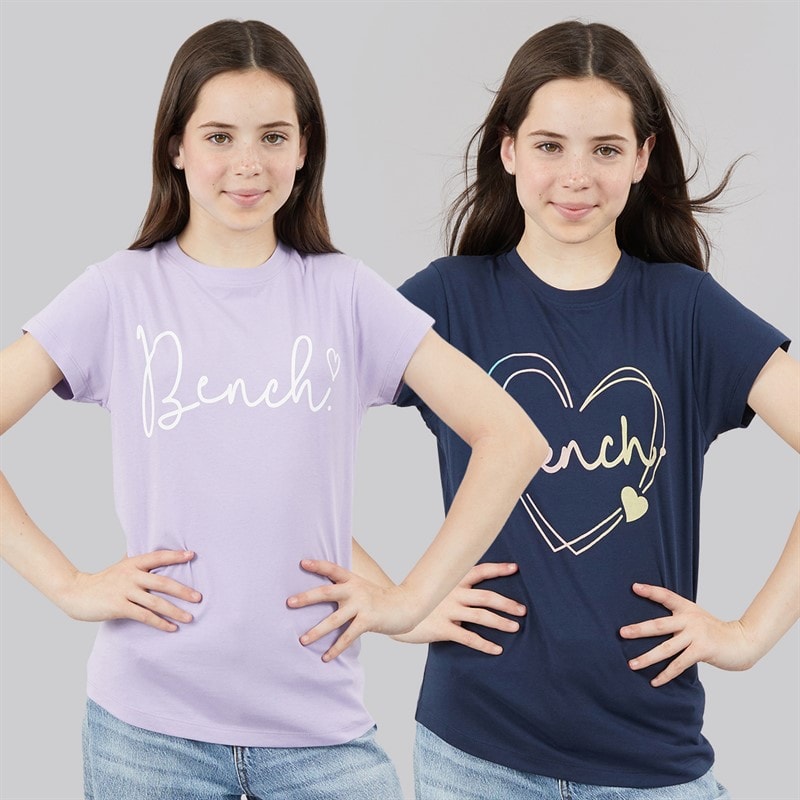 Bench Mädchen Moonspark Zweierpack T Shirts Navy/Light Lavender