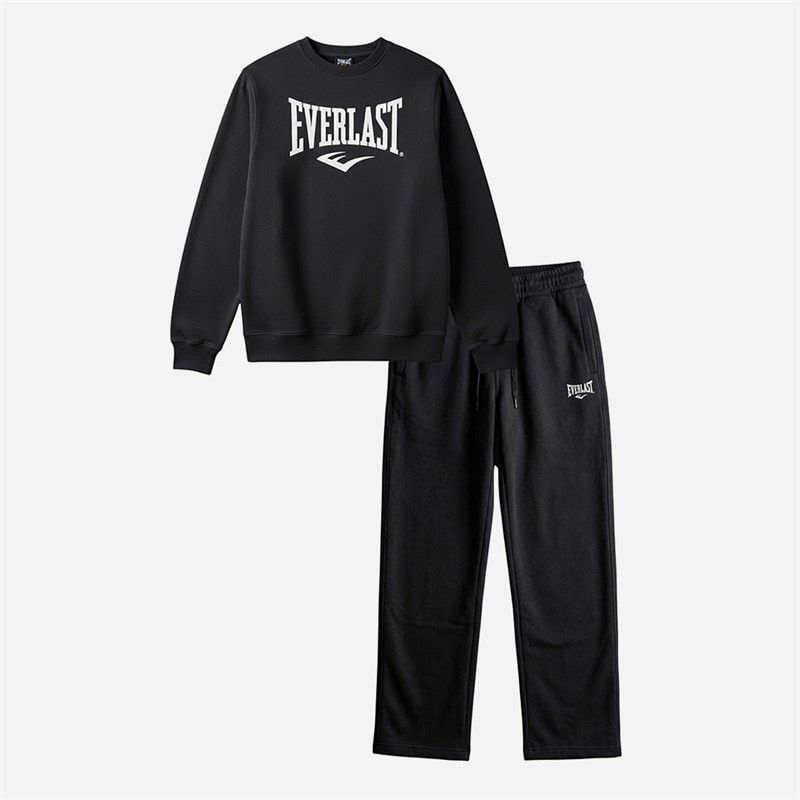 Everlast Heren Logo Rundhals Pullover Und Jogginghose Set Black Beauty