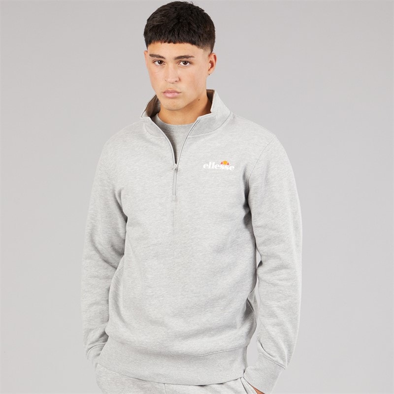 Ellesse Heren Benevento 1/4 Rits Sweatshirt Light Grey Marl