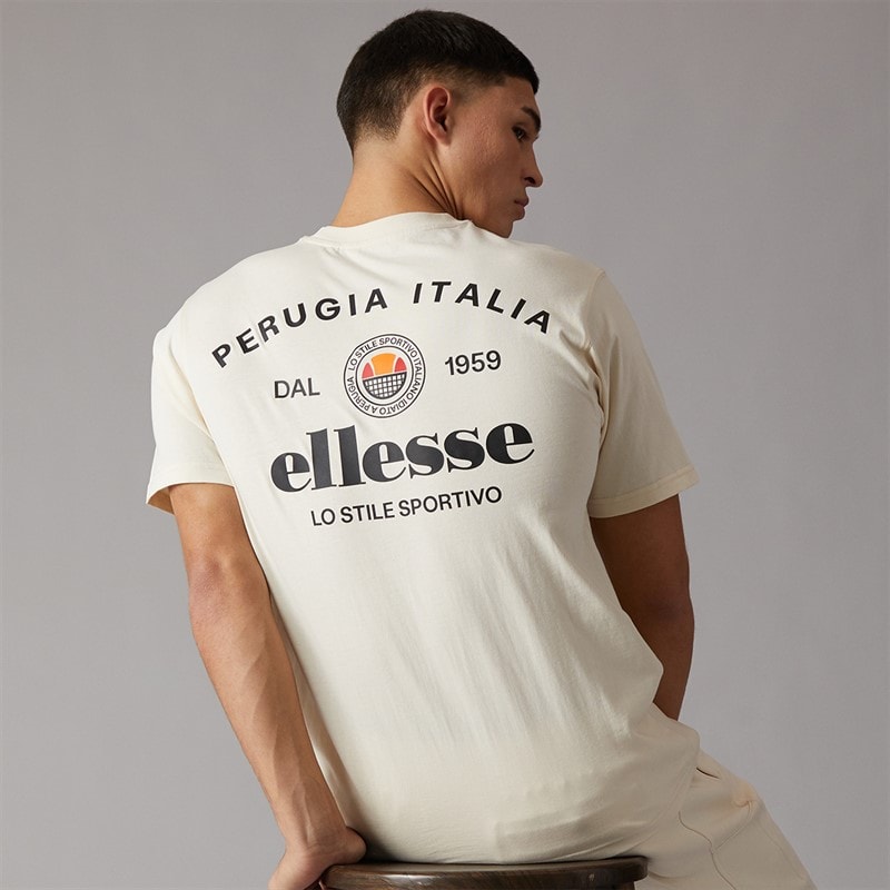 Ellesse Heren Lyon Relaxed Fit Achter Logo T Shirt Off White