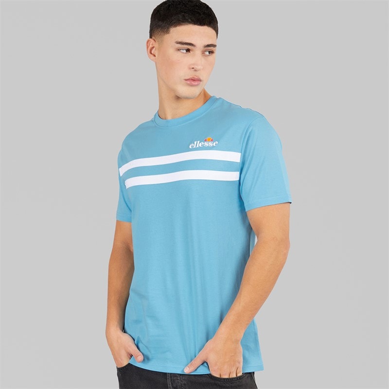 Ellesse Heren Squalius Retro Streep T-shirt Blauw