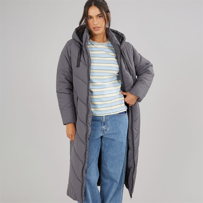 Board Angels Vestes Puffa Maxi Chevron Femme Anthracite Foncé