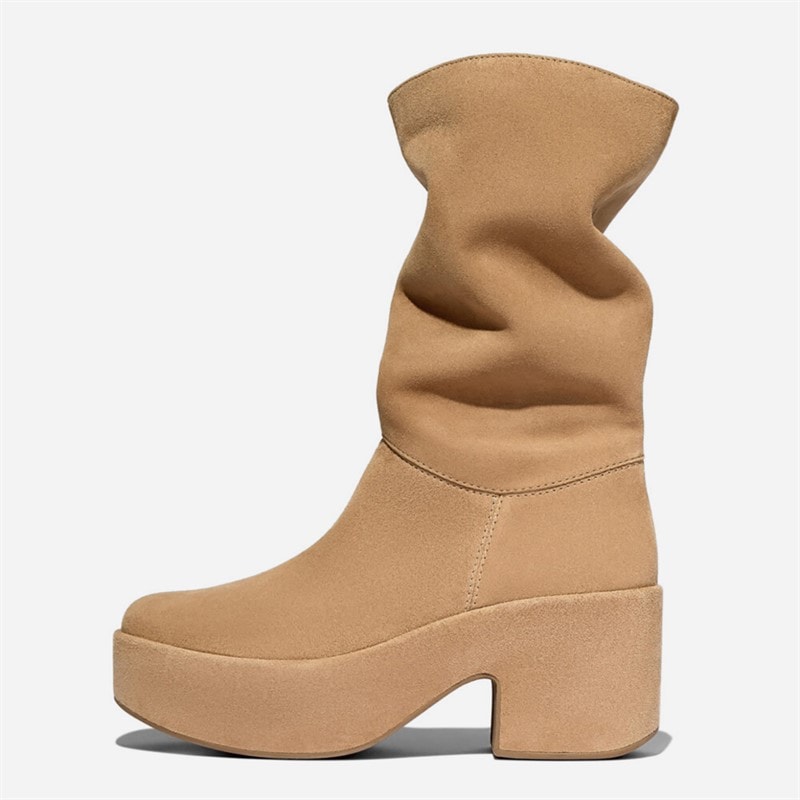 FitFlop Bottes à talon évasé en Daim Femme Desert Tan