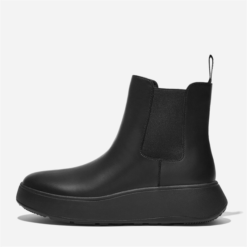 FitFlop Bottines Chelsea compensées en cuir Femme All Black