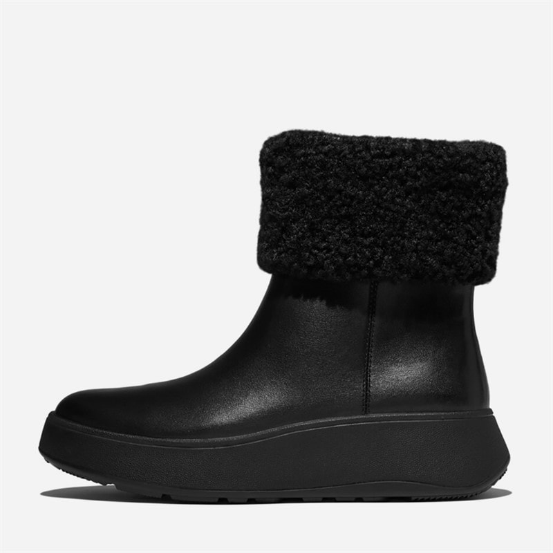 FitFlop Bottes d'hiver zippées F-Mode à col en peau de mouton Femme All Black