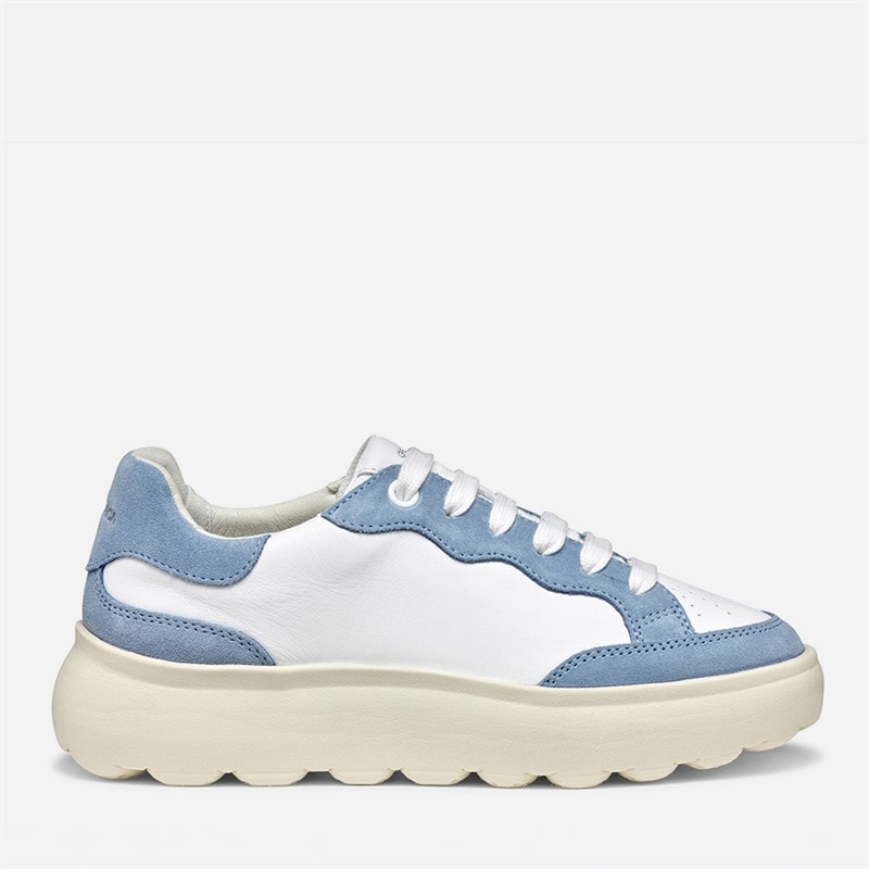 GEOX Baskets Spherica EC4.1 Femme Blanc/Bleu Clair Blanc/Lt Blue