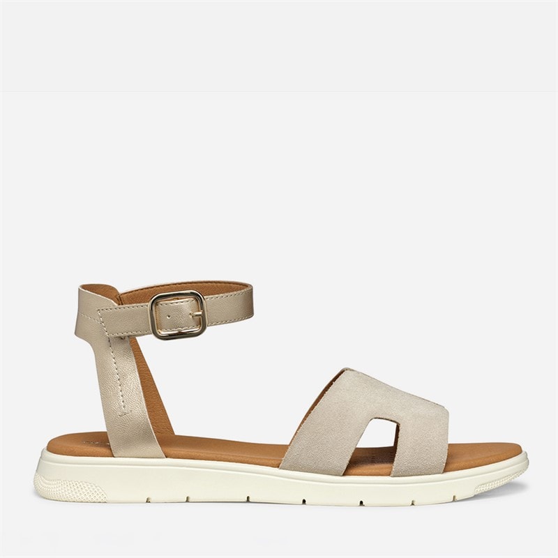 GEOX Sandales Femme Dandora à bride à la cheville Or Clair/Taupe Clair Lt Gold/Lt Taupe