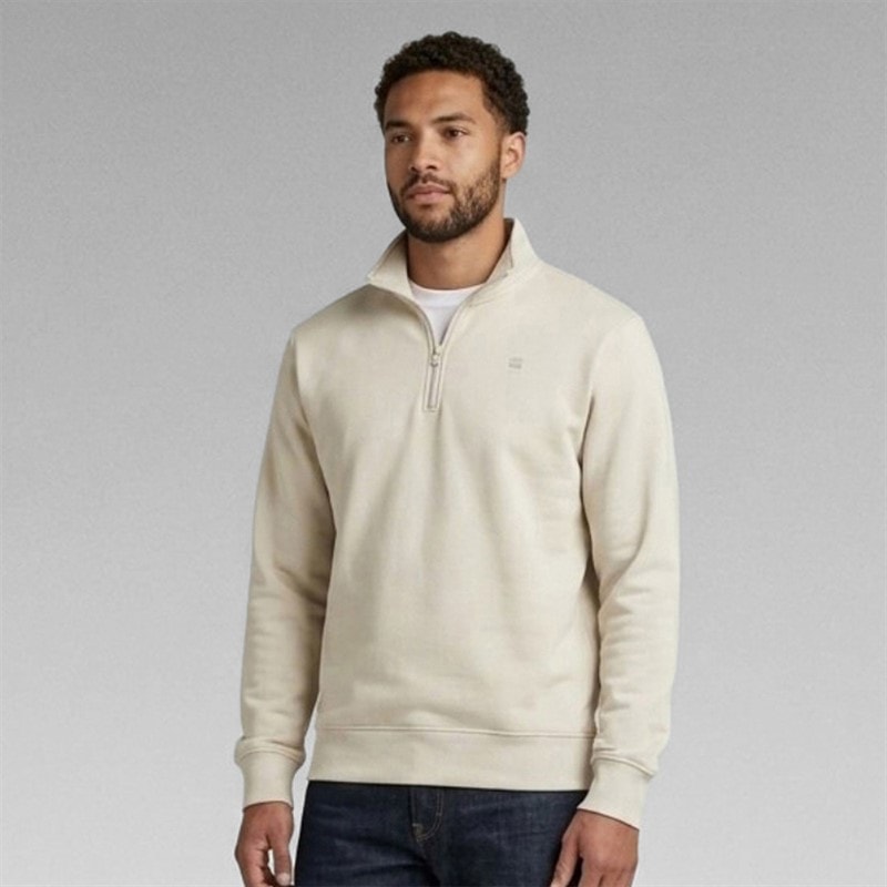 G-STAR Sweatshirt à demi-fermeture éclair Homme Ecru