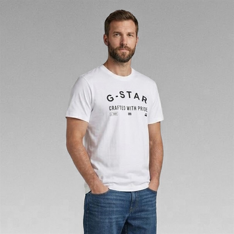 G-STAR Heren borst logo T-shirt Wit