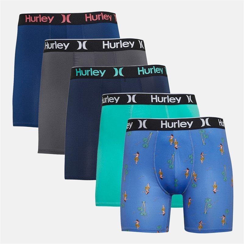 Hurley Heren Regrind Set van 5 Boxer Onderbroeken Blauw