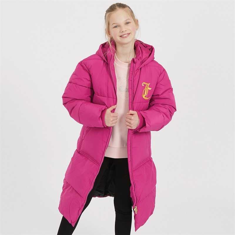 Juicy Couture Veste Puffer Longue Fille Festival Fuchsia