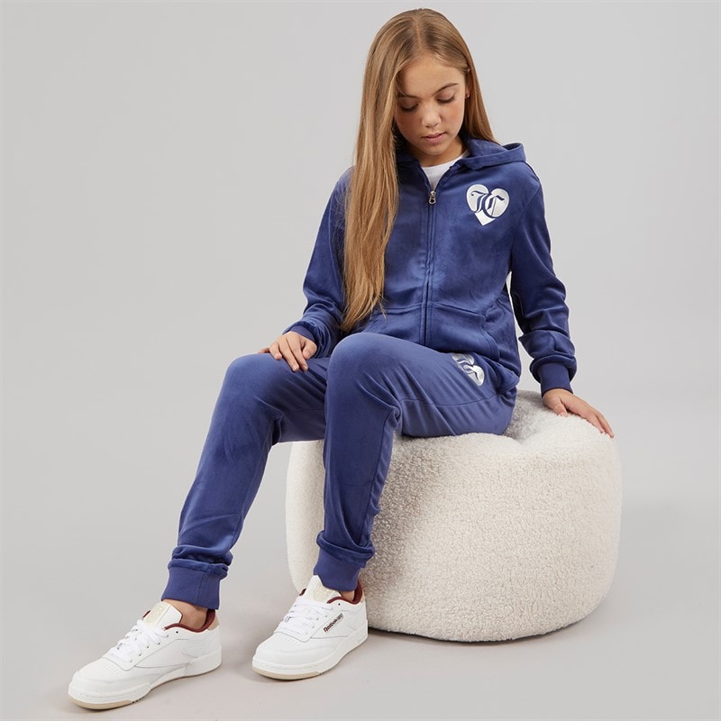 Juicy Couture Survêtement Fille en velours avec logo cœur imprimé Bleu