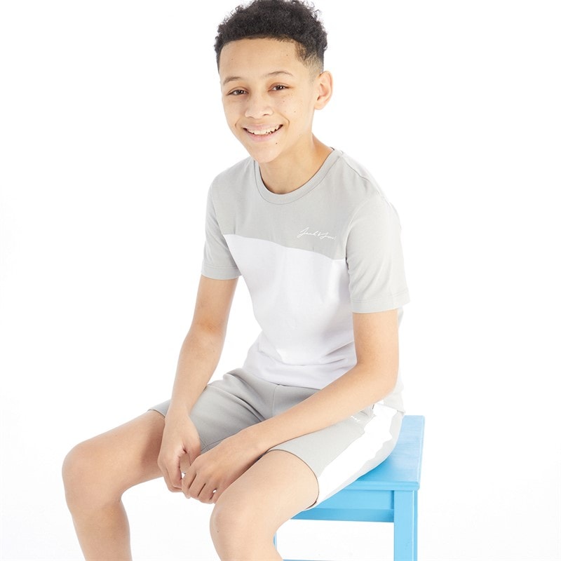 JACK & JONES Jongens T-shirt en shorts set Alloy/Wit
