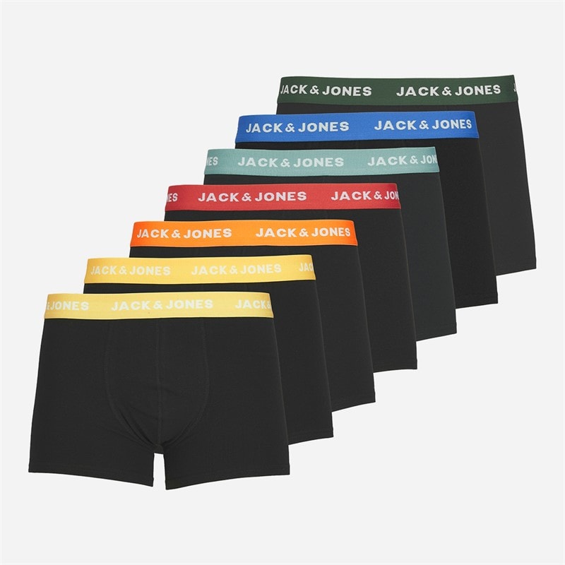 JACK & JONES Heren Vito Effen Set van 7 Boxer Trunks Zwart