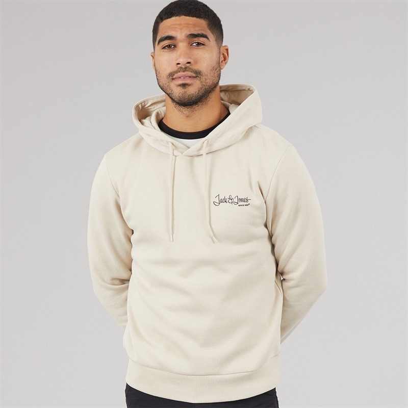 JACK & JONES Heren Yuki Front Hoodie Moonbeam